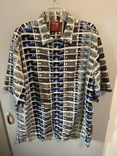 Players University Men s Vintage Button Shirt Bentley Car Print Size XL
