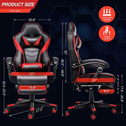 ELECWISH Gaming Chair Ergonomic Office Chair Swivel Racing Computer Seat - Picture 5 of 8