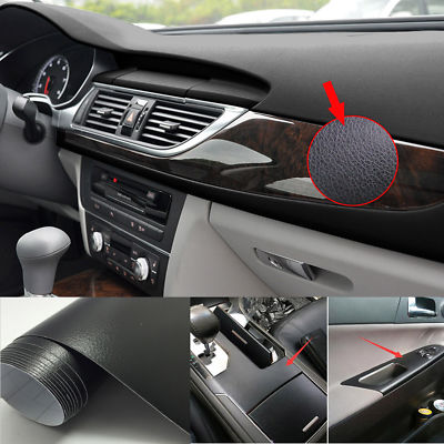 Stretchable Car Grain Leather Skin 3D Textured Vinyl Wrap Sticker Decal Black CF