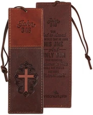 Christian Art Gifts Premium Vegan Faux Leather Scripture Bookmark for Men & Wome