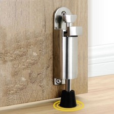 Kickdown Door Stopper Spring Loaded Foot Pedal Door Stops Holder Silver Tone