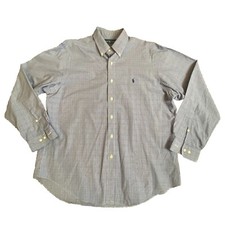 Polo Ralph Lauren Shirt Mens 16.5 34/35 Blue Check Classic Fit Long Sleeve Plaid