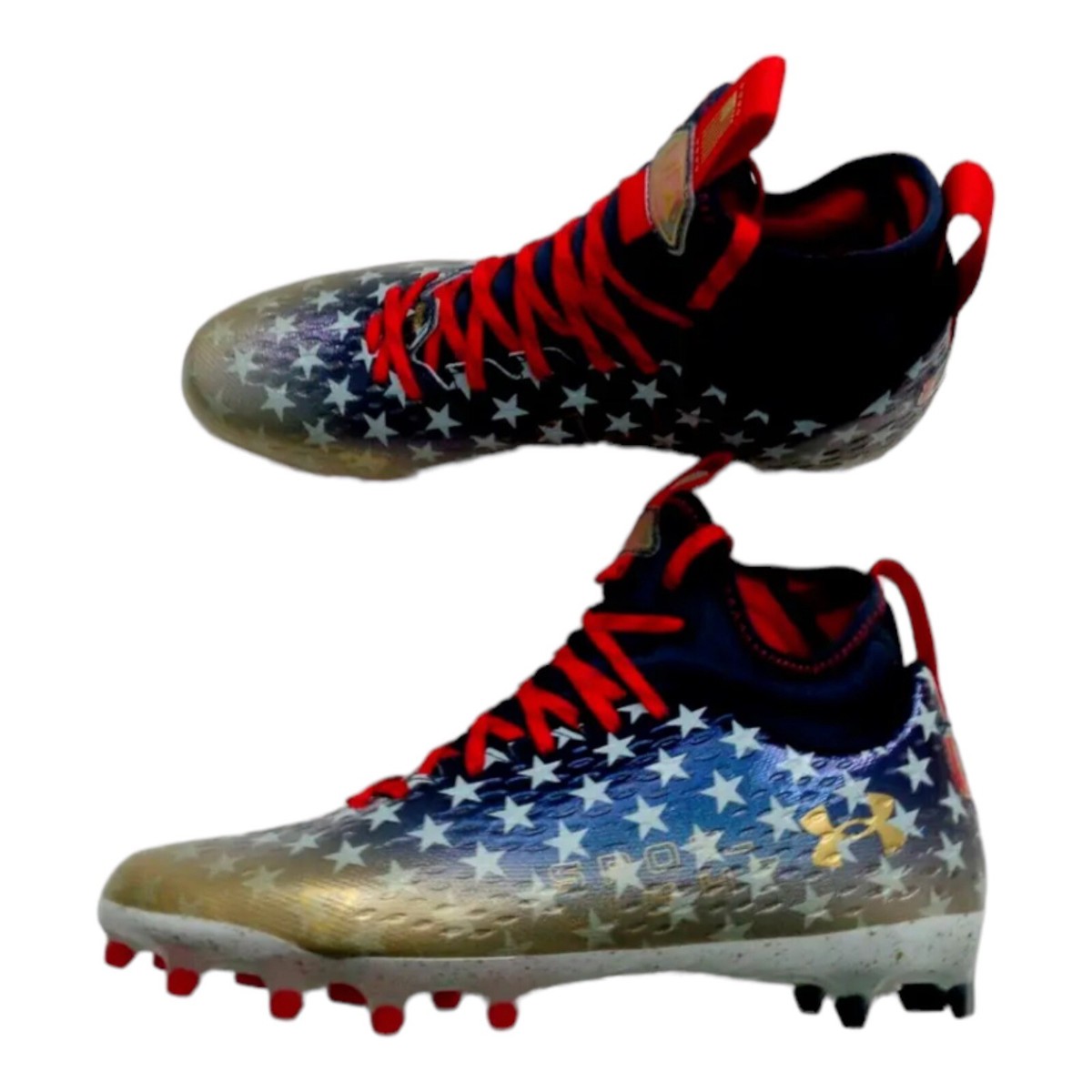 Under Armour Spotlight Lux MC LE USA Stars Men Sz 11 Football Cleats 3025366-100 Size: 11 New! Under Armour Spotlight Lux MC LE USA Football  main image 2