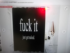 ArtSocket Shower Curtain Set Quotes Just Get Naked Black and White with No