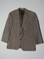 Chaps Ralph Lauren Mens 42R Brown Houndstooth Blazer Sport Coat Suit Jacket Silk