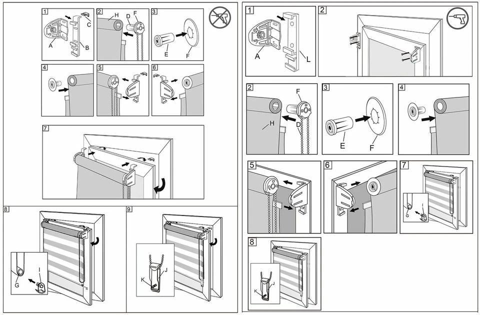 EUGAD zebrarollo klemm rollo doppelrollo klemmfix ohne bohren klemmfix rollo Duo - Bild 3 von 4
