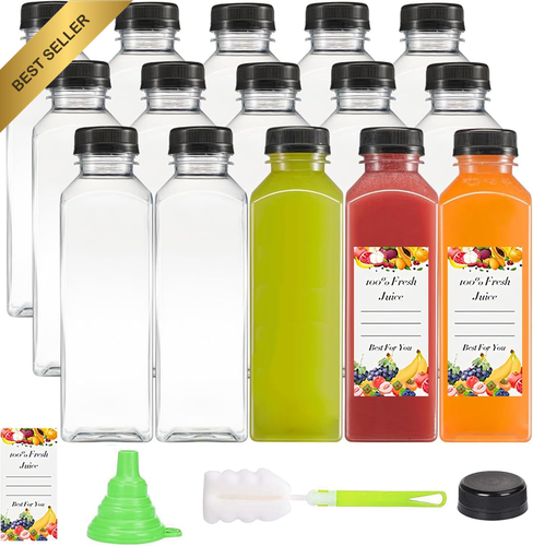 15 Pack 500ml Plastic Juice Bottles with Caps Reusable PET Containers for Bevera - Picture 10 of 12