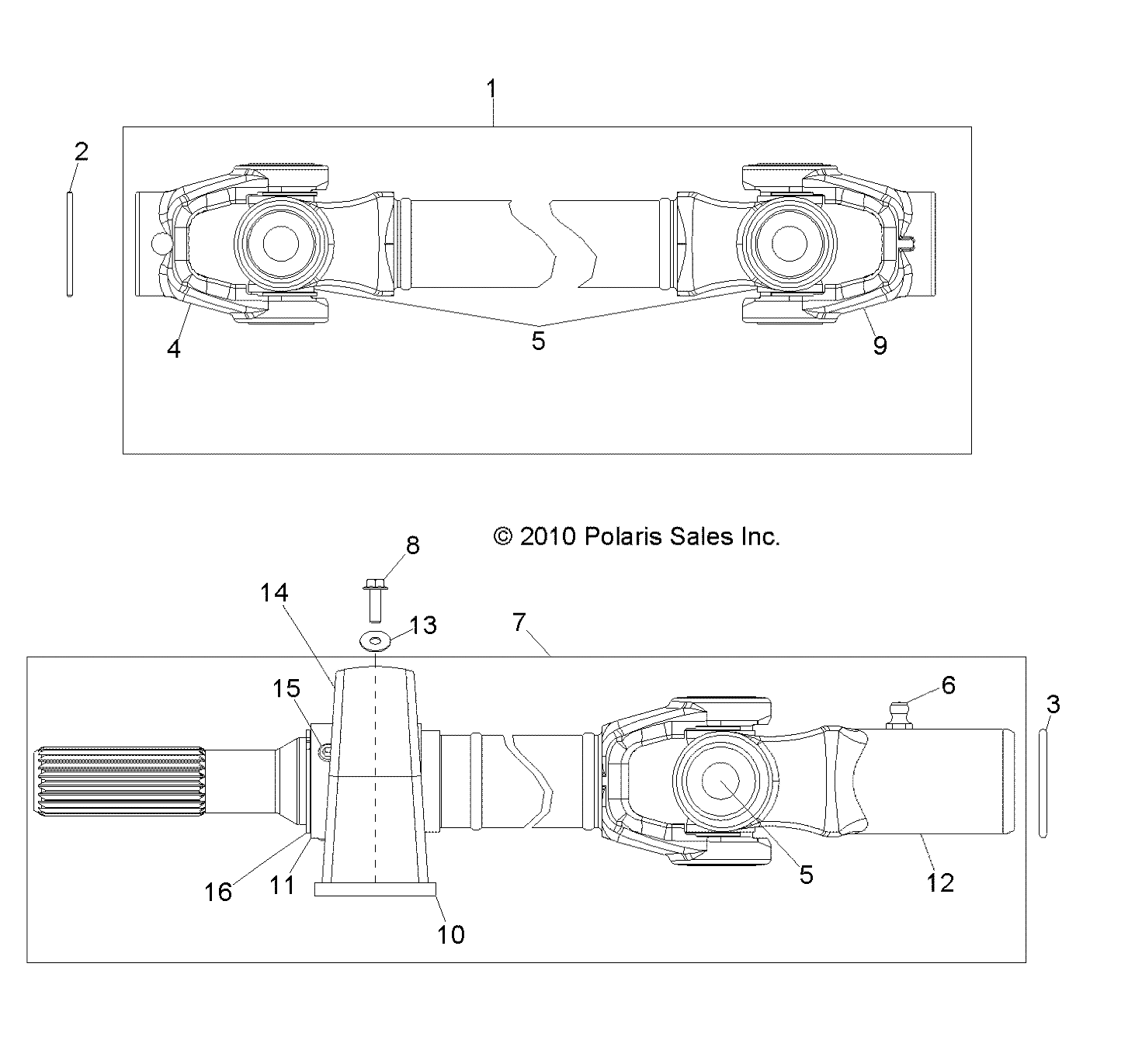 Polaris Split Propshaft Assembly, Front, Genuine OEM Part 1332906, Qty ...