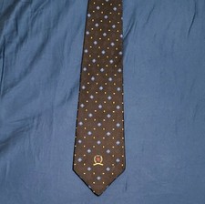 Tommy Hilfiger Navy Blue 100% Silk Necktie Made in USA 57" w/ Lion Crest Logo