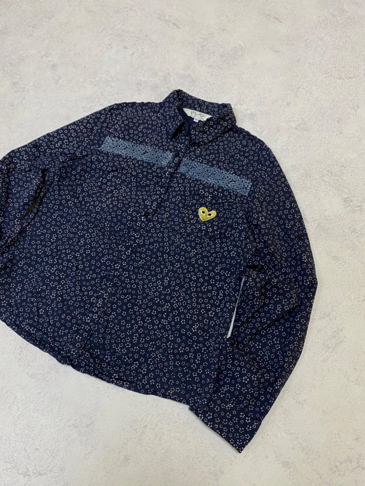 Camisa Play Comme Des Garcons Mujer Azul Floral Manga Larga Talla XL Foto 3 de 4