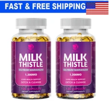 120*2 Organic Vitamin Milk Thistle Extract 1200mg Extra Strength Liver Cleanse