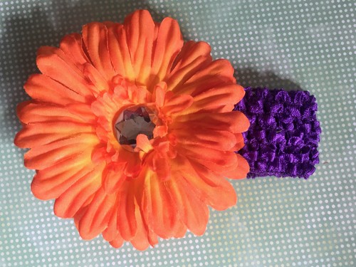 Orange Gerber Gänseblümchen Blume Clip lila Stirnband Herbst Halloween Portrait Foto - Bild 2 von 2