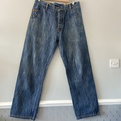 DrunknMunky Jeans 34 x 31 Straight Leg Herren Blau Denim Hose Baumwolle Skate