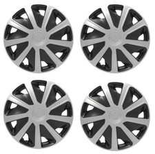 4 x 16" Alloy Look Black & Silver Wheel Trims for Hymer Motorhome w Steel Wheels