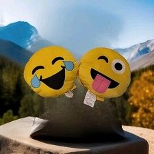  Brand New - 2 X Emoji Pillow (Size: 14" x 14") Round Color: Yellow 
