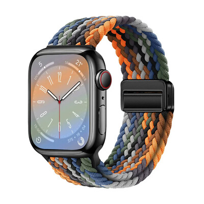 Magnetic Braided Stretchy Nylon Elastic Band For iWatch S10 40/41/42/44/45/49mm