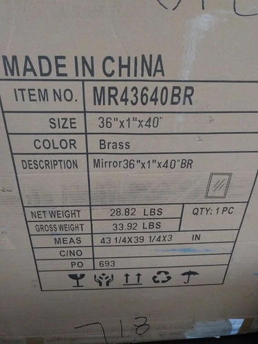 Elegant Decor MR43640BR Eternity 40" x 36" Contemporary Metal Frame Mirror-Brass - Picture 1 of 4