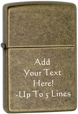 Zippo Lighter- Personalized Message on BrassZippo Lighter Antique Brass 201FB