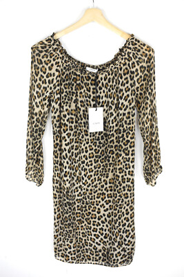 ZAPA Reane Dress Womens UK 14 Silk Mix Leopard Lined Mini