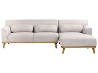 3-Sitzer Ecksofa L-FöRmig Hell Grau Mit Chaiselongue Links Mehrere Kissen Simos