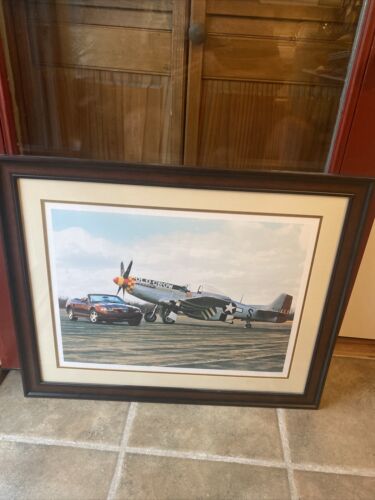 giclee print on canvas 2004 Ford Anniversary Mustang GT with P-51 Mustang - Picture 1 of 6