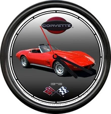 Licensed 1975 Corvette Red Convertible Chevrolet General Motors Sign Wall Clock