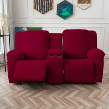 Recliner Loveseat Cover with Middle Console Sofa slipcover, Stretch Reclining