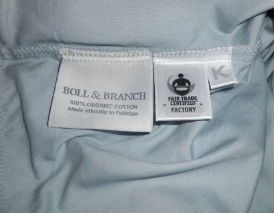 NWOP BOLL & BRANCH Organic Cotton Sateen BLUE SHORE KING Pillowcases