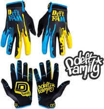 Deft Family Motocross MX Gloves Catalyst 2 Dipped Blue Yellow All Sizes bmx mtb