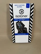 Isotoner Men's Leather Gloves With Smartouch Black 1 Pair