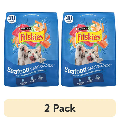 (2 Pack) Friskies Seafood Sensations Salmon, Tuna & Shrimp Dry Cat Food, 30 lb