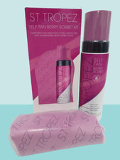 ST. TROPEZ SELF TAN BERRY SORBET KIT BRONZING MOUSSE 6.7 OZ PINK MITT BOXED