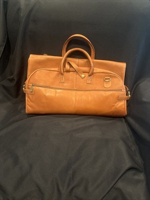 Claire Chase Brown Leather Garment Bag Travel Luggage - Saddle 