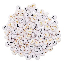 200 Pcs 4x7mm Acrylic Round White Letter Beads with Letter l