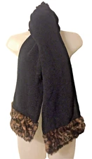 Berkshire Fashions Faux Fur Trimmed Fleece Muffler/Scarf + Headband Animal Print