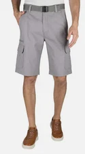 Wearfirst Men's Stretch Belted Cargo Shorts 34 GRAY