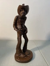 Red Mill Mfg Wetherbee Cowboy Figurine Faux Wood Resin Statue Vintage ~ 11 Inch