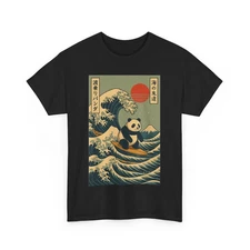 Japan Surfing Panda Kawaii Anime Great Wave Shirt Panda Surfing Japanese T-Shirt