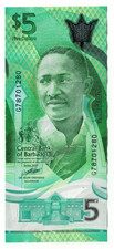 Barbados 5 Dollars 2024 P-NEW Cricket Players Colorful Polymer Banknote