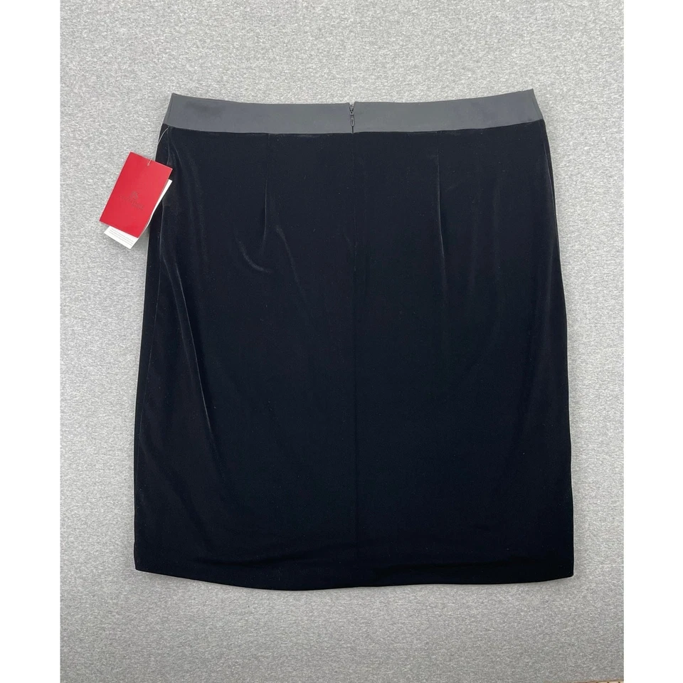 Vintage JS Collections Velvet Pencil Skirt Womens 20W Black Classic Glam Elegant - Image 2 of 4