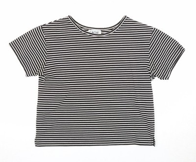 Cache Creek Damen T-Shirt schwarz gestreift Polyester Basic Größe M Rundhals
