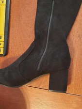 NEW Women Knee High Suede Mid Block Heel Black Boot Sz US 10.5/ EU 41