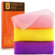 UJFQBH 3 Pieces African Bath Sponge 3 Count Pack of 1 , Pink,yellow,purple