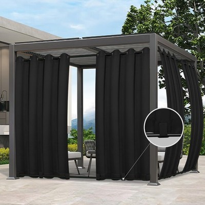 Easy-Going Outdoor Curtains Waterproof 54''W x 84''L (Pack of 1), Black 