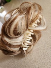 Natural Clip on Messy Bun Hair Piece Extension Hair Claw Clip Blonde With Brown