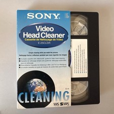 SONY E-25CLDR VHS SVHS Video Head Cleaning Cassette Tape per lettori videoregistratori tipo a secco