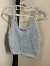 flauschiges hell blaues top für freizeit in ...