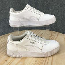 Puma Shoes Womens 6.5 Carina L Athletic Low Top Sneakers 370325-02 White Leather