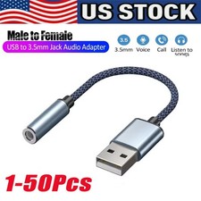 New USB Type A To 3.5mm AUX Female Audio Headphone Jack Cable Adapter Lot