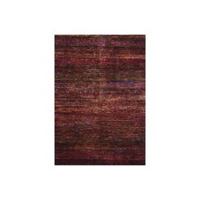 4' x 5'8" Wine Red Plain Solid Design Pure Sari Silk Hand Knotted Rug R75656